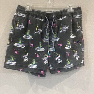 Men's Gray Alien Print Athletic Shorts
